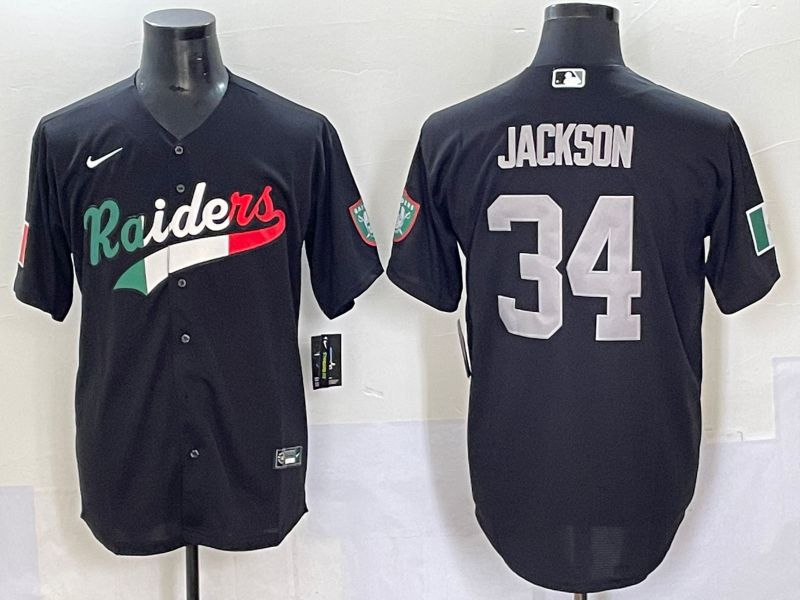 Men 2025 Oakland Raiders #34 Jackson Black Joint Name Nike Limited NFL Jersey style 62->oakland raiders->NFL Jersey